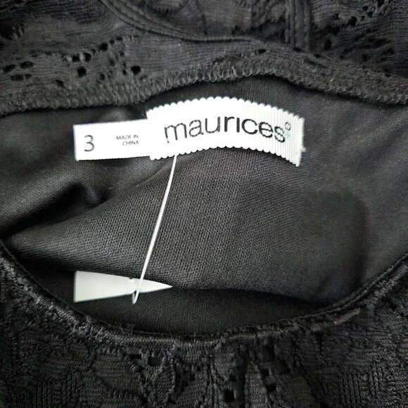 NWT MAURICES+ Lace Dress BLACK 3X Plus size Skater Whimsigoth Chic Lined Goth - Picture 4 of 9